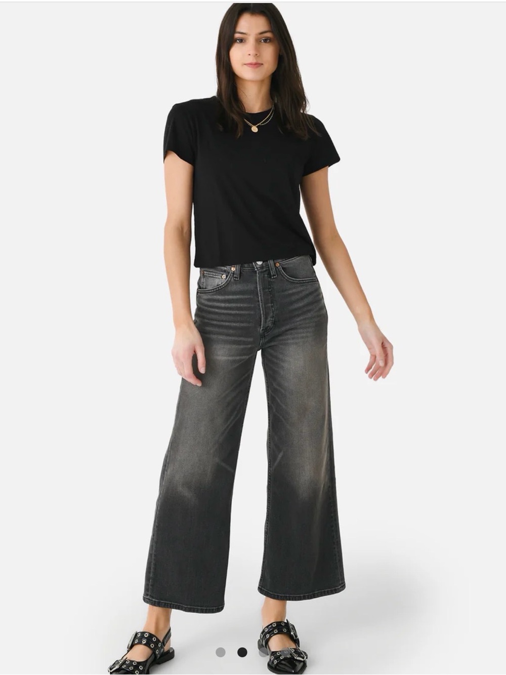 NWT re/done 70’s Stove Pipe wide leg denim pants small defect